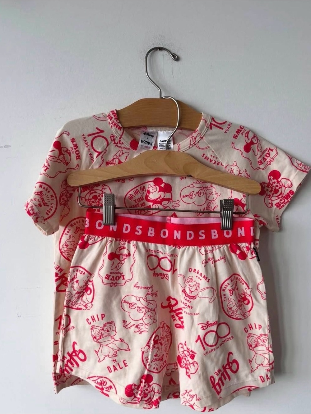 Bonds Pink and Red Chip 'n' Dale Print Two-Piece Set